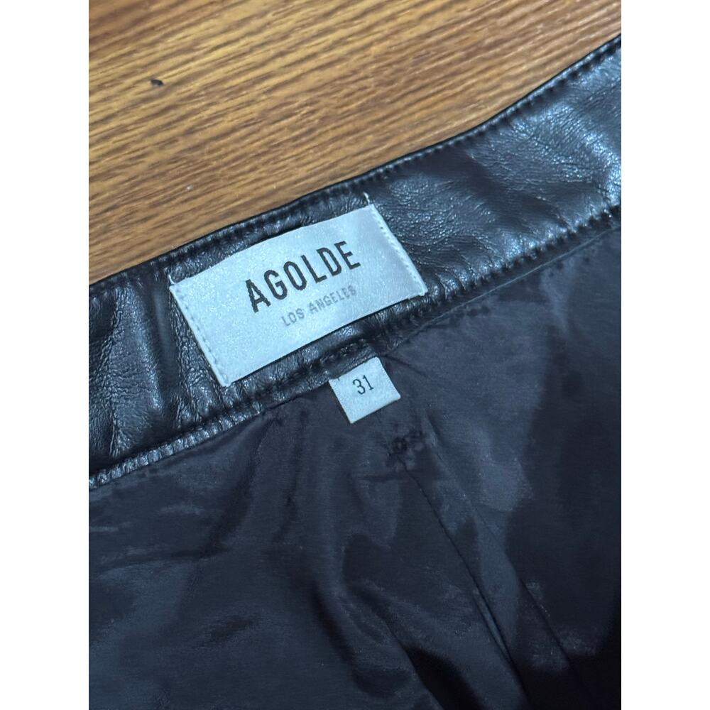 AGOLDE Conscious Black High Waisted Leather Trousers Pants 31 - Picture 10 of 12